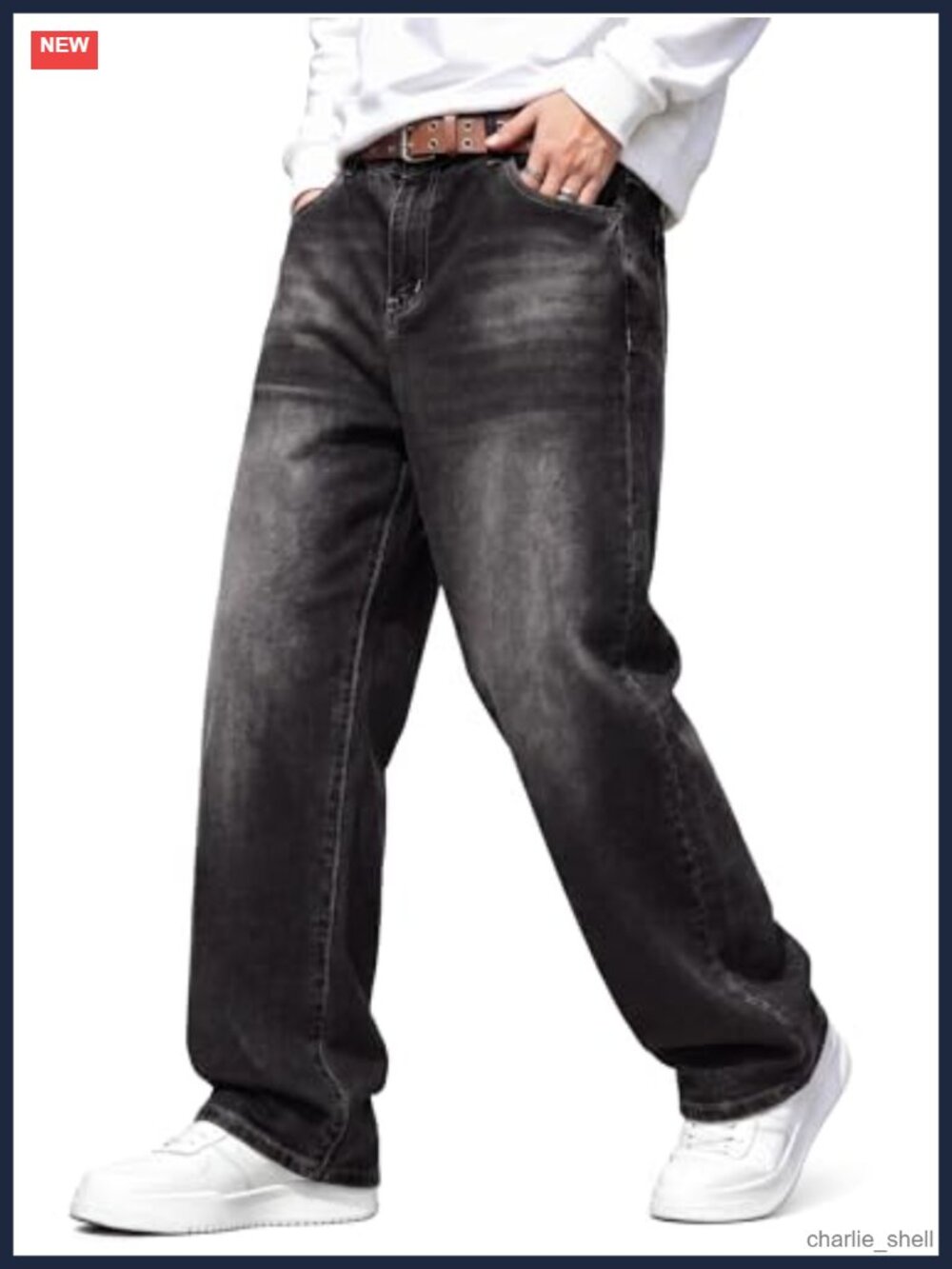 Men's Baggy Y2K Jeans Stretch Loose Fit Wide Leg Denim Pants